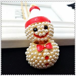 Betsey Johnson Large Beaded Snowman Necklace